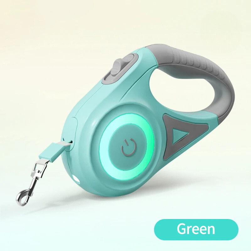 Corde de marche lumineuse pour chien rétractable automatique