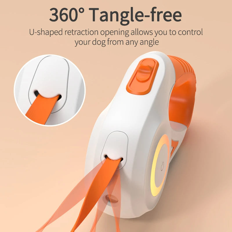 Corde de marche lumineuse pour chien rétractable automatique