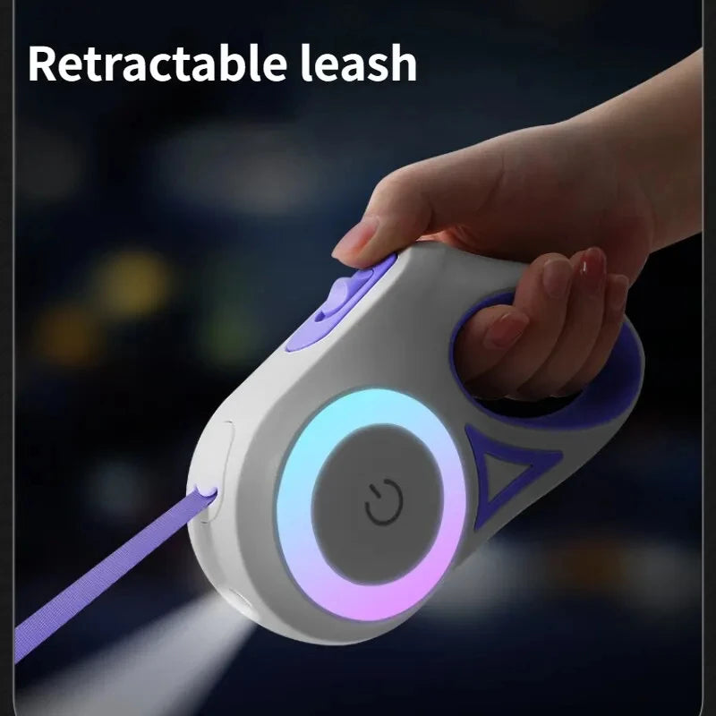 Corde de marche lumineuse pour chien rétractable automatique