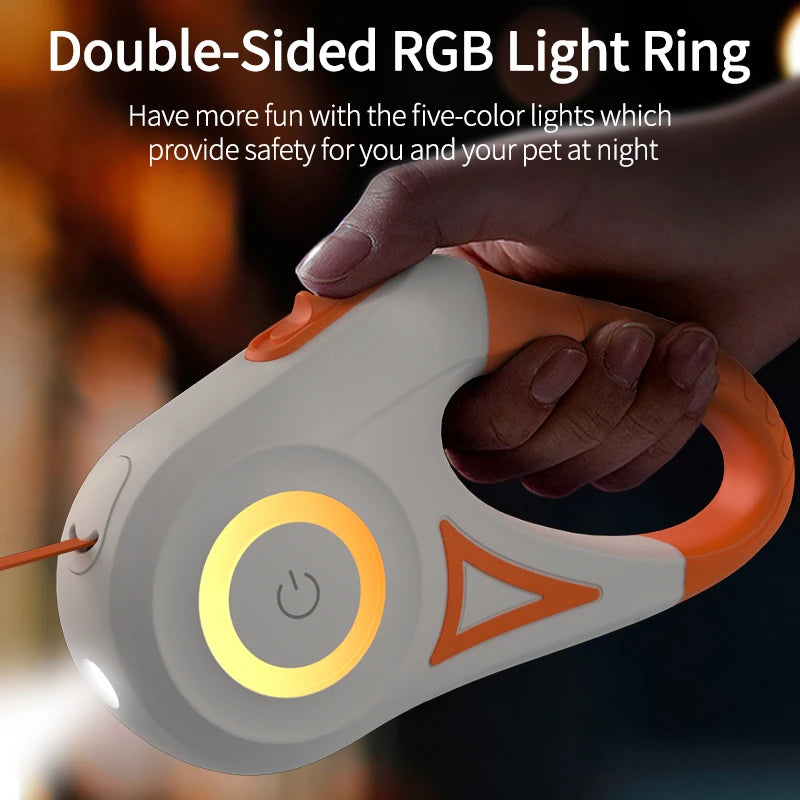 Corde de marche lumineuse pour chien rétractable automatique
