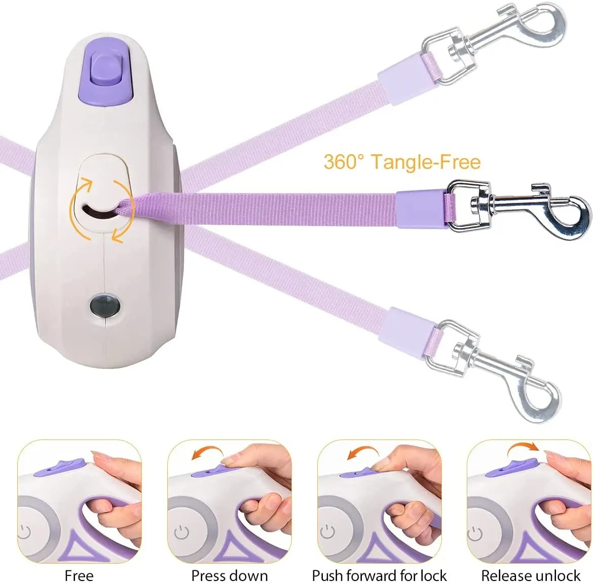 Corde de marche lumineuse pour chien rétractable automatique