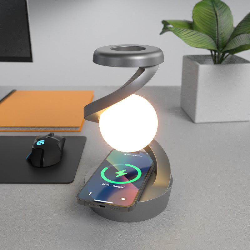 Lampe boule en lévitation avec chargeur sans fil